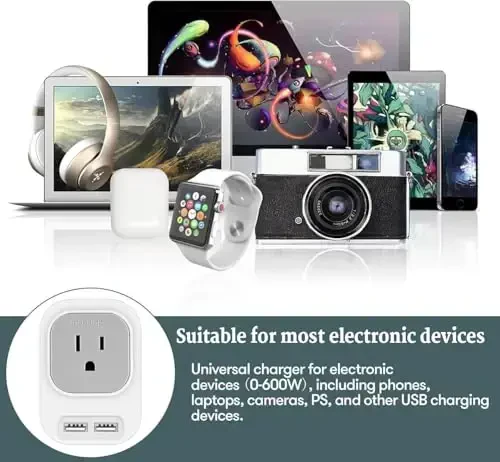 Mapambo 220V dan 110V gacha Voltaj Konvertori AQShdan Yevropaga Konvertor Yevropa Sayohati uchun Vilka Adapteri 2 USB Port 2 USB C Xalqaro Quvvat Adapteri AQShdan Frantsiya Germaniya Italiyaga (Kulrang) - Modazone (1)