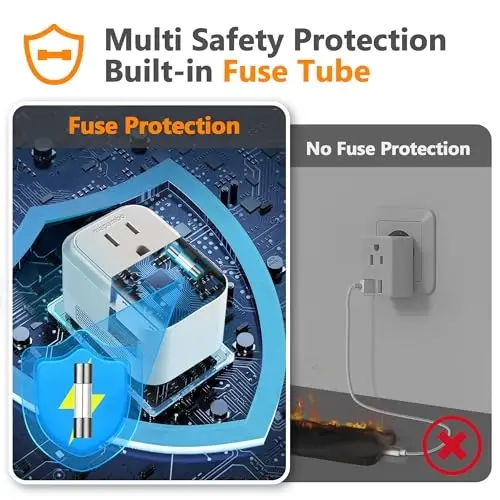 Mapambo 220V to 110V Voltage Converter US to Europe Converter for European Travel Plug Adapter with 2 USB Port 2 USB C International Power Adapter for US to France Germany Italy (Grey) - 6