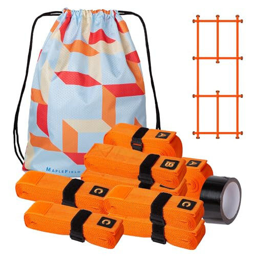 Maplefield Pickleball Court Marking Kit - Outdoor Ready Temporary Lines for Any Court - Includes Easy-to-Identify Lines, Strong Hold Tape and Portable Bag for Windy Days - 1