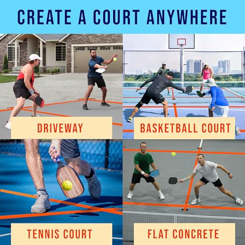 Maplefield Pickleball Court Marking Kit - Outdoor Ready Temporary Lines for Any Court - Includes Easy-to-Identify Lines, Strong Hold Tape and Portable Bag for Windy Days - 2