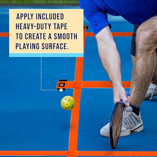 Maplefield Pickleball Court Marking Kit - Outdoor Ready Temporary Lines for Any Court - Includes Easy-to-Identify Lines, Strong Hold Tape and Portable Bag for Windy Days - 6