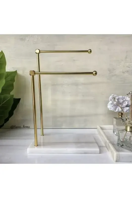 Marble Bathroom Hand Towel, marble Towel Rack, towel rack-Gold - 2