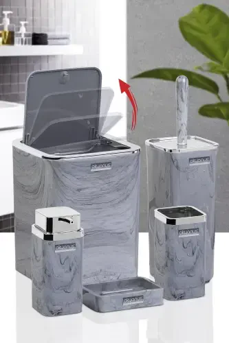 Marble Effect Bathroom Set of 5 Pieces - OKYANUS HOME (1)