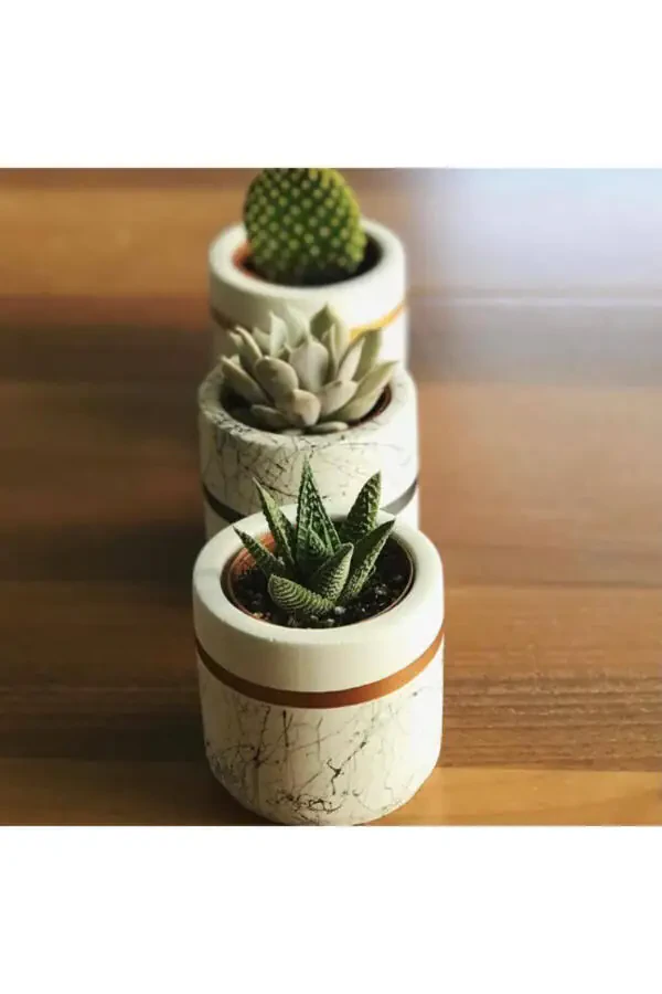 Marble Pattern Cylinder, Geometric Concrete Planter Cactus And Succulent 3 Piece Set - 8