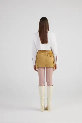 Marble Print Cargo Pocket Detail Mini Rusted Jean - 3