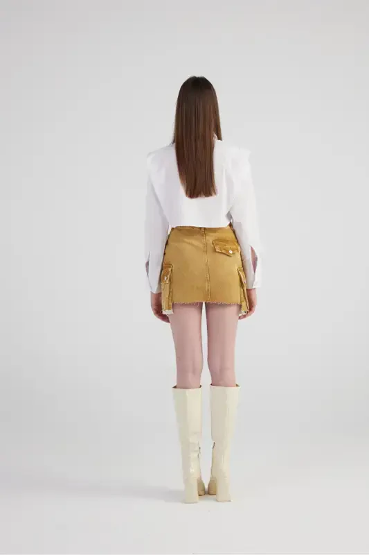 Marble Print Cargo Pocket Detail Mini Rusted Jean - 3