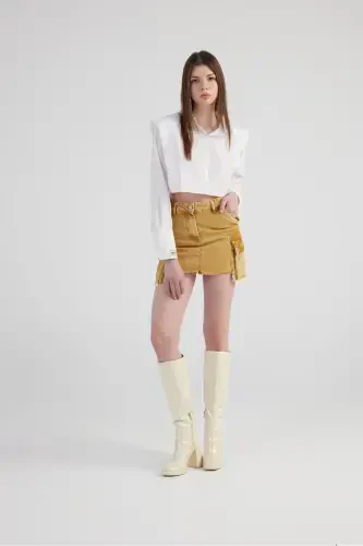 Marble Print Cargo Pocket Detail Mini Rusted Jean - 6