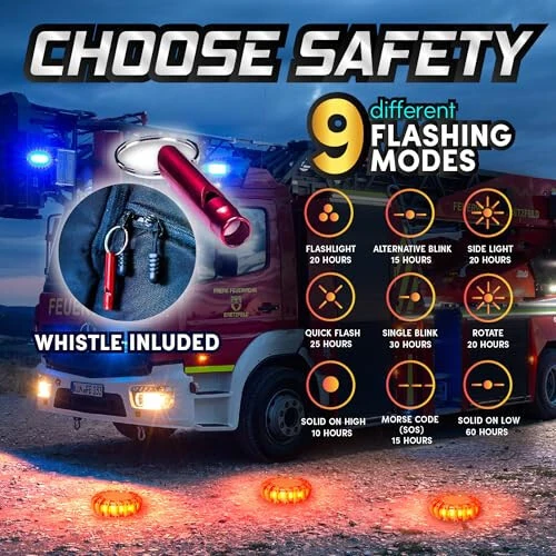 Marcala 4-Pack Rechargeable LED Emergency Road Flares | Large 1200mah Battery for Longer Run Time | Red Diode Road Emergency Light for High Visibility | Rechargeable LED Flares w/Included USB-C Cable - 5