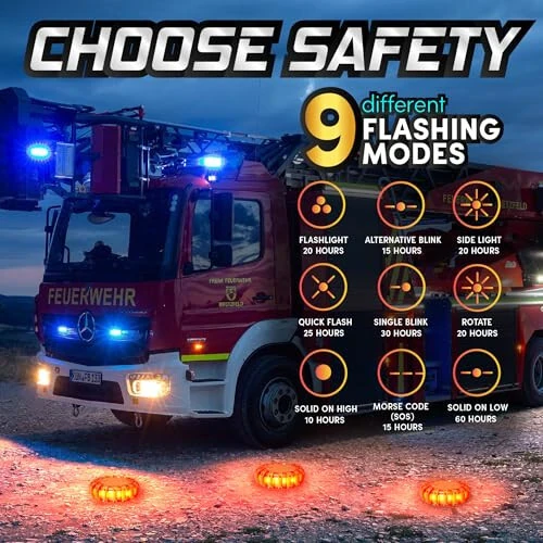 MARCALA Emergency Flares for Cars 12-Pack | Roadside Emergency Car Kit with Flares | Roadside Safety Discs | LED Safety Flare Emergency Lights | Complete Safety Disc Kit | Seen from a Mile Away - 5
