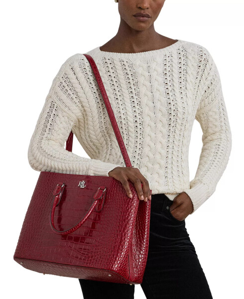 Marcy Large Embossed Leather Satchel Festive Red - 2