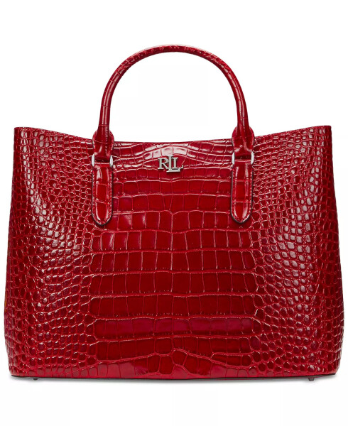 Marcy Large Embossed Leather Satchel Festive Red - 4