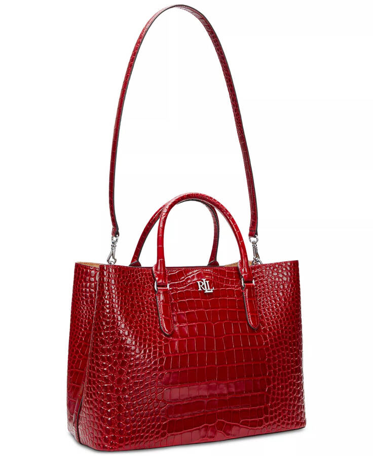 Marcy Large Embossed Leather Satchel Festive Red - 7