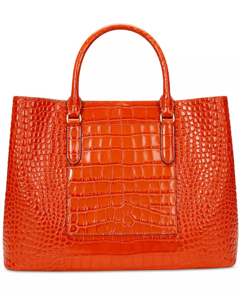 Marcy Large Embossed Leather Satchel Orange Lily - 5