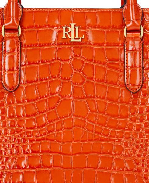 Marcy Large Embossed Leather Satchel Orange Lily - 7