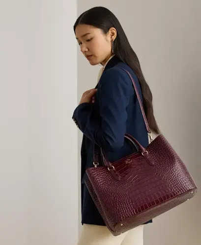 Marcy Large Embossed Satchel Bag - Dark Garnet - LAUREN RALPH LAUREN (1)