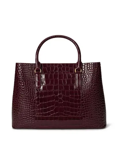 Marcy Large Embossed Satchel Bag - Dark Garnet - 5