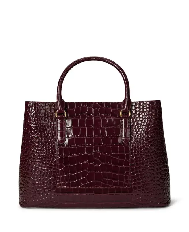 Marcy Large Embossed Satchel Bag - Dark Garnet - 5