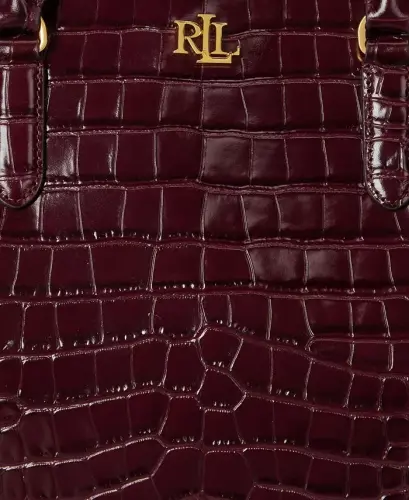 Marcy Large Embossed Satchel Bag - Dark Garnet - 7