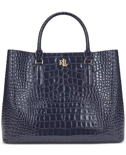 Marcy Large Embossed Satchel Bag - Refined Navy - 1