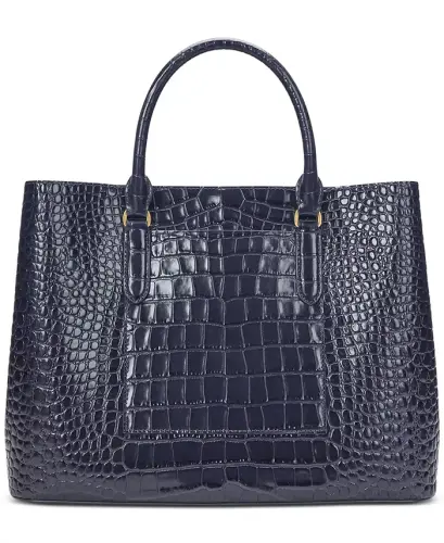 Marcy Large Embossed Satchel Bag - Refined Navy - Lauren Ralph Lauren (1)