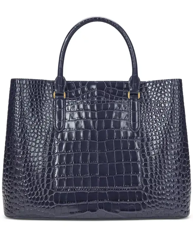 Marcy Large Embossed Satchel Bag - Refined Navy - 2