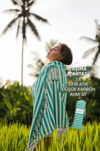 Mare Lime, Organic & Recycled Cotton Blend, Beach Towel with Carry Bag, 90x180 Cm.-Lime 