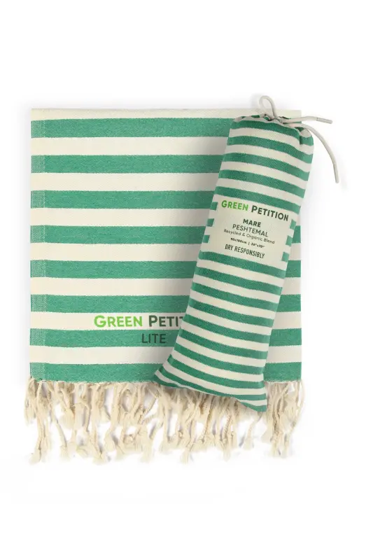 Mare Lime, Organic & Recycled Cotton Blend, Beach Towel with Carry Bag, 90x180 Cm.-Lime - 9
