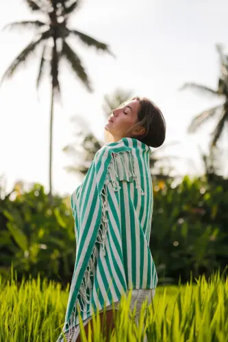 Mare Lime, Organik Va Recycle Paxta Aralashmali, Tashish Sumkali, Peshtamal, 90x180 Sm.-Lime - 4