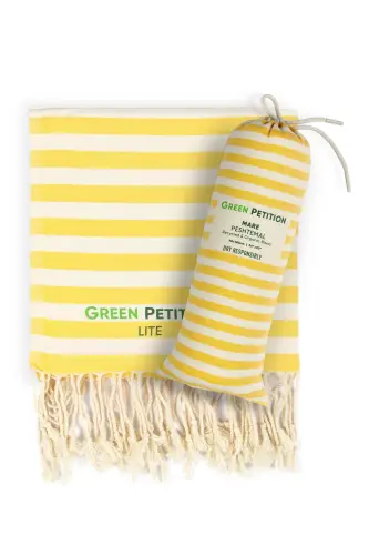 Mare Ochre, Organic And Recycle Cotton Blend, With Carrier Bag, Large Size Pestemal, 90x180 Cm.-Ochre - 8