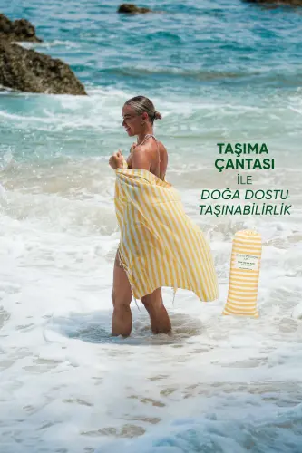 Mare Ochre, Organik Va Recycle Paxta Aralashmali, Tashish Sumkali, Katta O'lchamli Sochiq, 90x180 Sm.-Ochre - 1