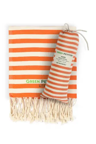 Mare Tangerine, Organic and Recycle Cotton Blend, Pestemal with Carrying Bag, 90x180 Cm.-Tangerine - 6