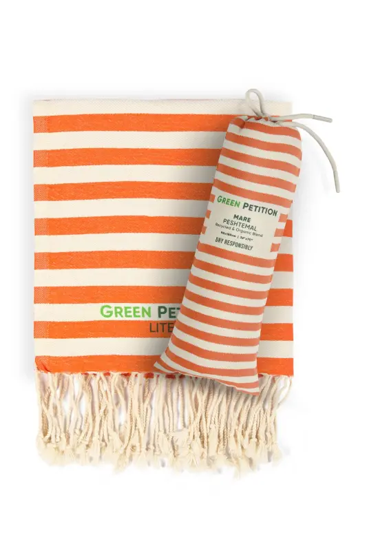 Mare Tangerine, Organik Va Recycle Paxta Aralashmali, Tashish Sumkali, Pestamal, 90x180 Sm.-Tangerine - 8