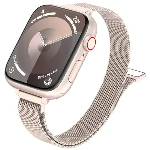 MARGE PLUS Slim Milanese Loop Compatible with Apple Watch Band for women 41mm 41mm 38mm 42mm 46mm 45mm 44mm, Stainless Steel Magnetic Mesh Strap work on iWatch Series 11 10 9 8 7 6 5 4 3 & SE 3 2 1 