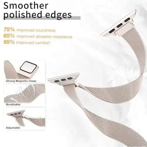 MARGE PLUS Slim Milanese Loop Compatible with Apple Watch Band for women 41mm 41mm 38mm 42mm 46mm 45mm 44mm, Stainless Steel Magnetic Mesh Strap work on iWatch Series 11 10 9 8 7 6 5 4 3 & SE 3 2 1 - 3