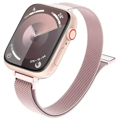 MARGE PLUS Slim Milanese Loop Compatible with Apple Watch Band for women 41mm 41mm 38mm 42mm 46mm 45mm 44mm, Stainless Steel Magnetic Mesh Strap work on iWatch Series 11 10 9 8 7 6 5 4 3 & SE 3 2 1 
