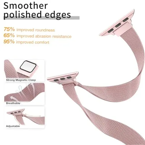 MARGE PLUS Slim Milanese Loop Compatible with Apple Watch Band for women 41mm 41mm 38mm 42mm 46mm 45mm 44mm, Stainless Steel Magnetic Mesh Strap work on iWatch Series 11 10 9 8 7 6 5 4 3 & SE 3 2 1 - 3