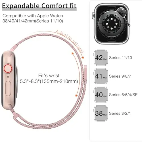 MARGE PLUS Slim Milanese Loop Compatible with Apple Watch Band for women 41mm 41mm 38mm 42mm 46mm 45mm 44mm, Stainless Steel Magnetic Mesh Strap work on iWatch Series 11 10 9 8 7 6 5 4 3 & SE 3 2 1 - 6
