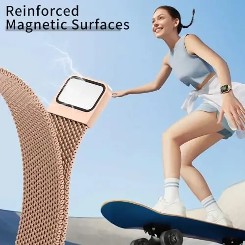 MARGE PLUS Slim Milanese Loop Compatible with Apple Watch Band for women 41mm 40mm 38mm 42mm 46mm 45mm 44mm, Stainless Steel Strap work on iWatch Series 11 10 9 8 7 6 5 4 3 & SE 3 2 1 - 4