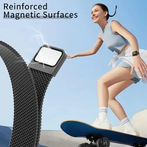 MARGE PLUS Slim Milanese Loop Compatible with Apple Watch Band for women 41mm 40mm 38mm 42mm 46mm 45mm 49mm 44mm, Stainless Steel Magnetic Mesh Strap work on iWatch Bands Series 11 10 9 8 7 6 5 4 3 & SE 3 2 1 - 4