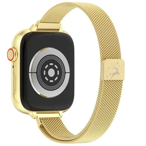 MARGE PLUS Slim Milanese Loop Compatible with Apple Watch Band for women 41mm 40mm 38mm 42mm 46mm 45mm 44mm, Stainless Steel Magnetic Mesh Strap work on iWatch Series 11 10 9 8 7 6 5 4 3 & SE 3 2 1 - MARGE