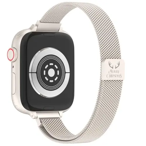 MARGE PLUS Slim Milanese Loop Compatible with Apple Watch Band for women 41mm 40mm 38mm 42mm 46mm 45mm 44mm, Stainless Steel Magnetic Mesh Strap work on iWatch Series 11 10 9 8 7 6 5 4 3 & SE 3 2 1 - MARGE