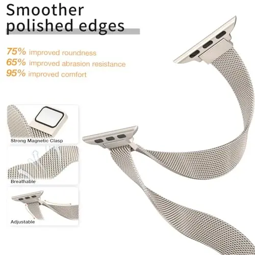 MARGE PLUS Slim Milanese Loop Compatible with Apple Watch Band for women 41mm 40mm 38mm 42mm 46mm 45mm 44mm, Stainless Steel Magnetic Mesh Strap work on iWatch Series 11 10 9 8 7 6 5 4 3 & SE 3 2 1 - 4