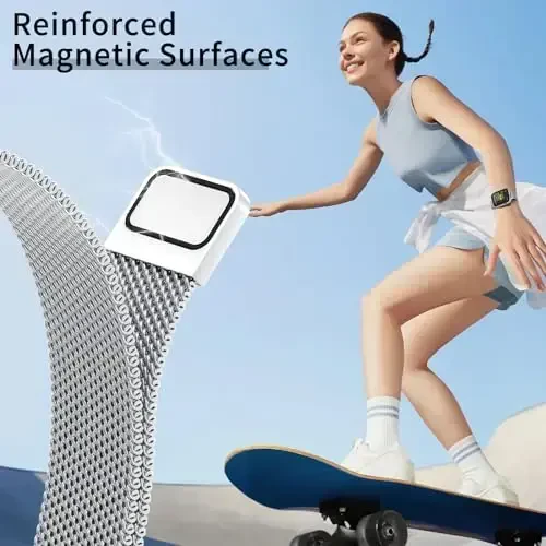 MARGE PLUS Slim Milanese Loop Apple Watch Band ayollar uchun 40mm 41mm 38mm 42mm bilan mos keladi, zanglamaydigan po'latdan yasalgan tasma iWatch Series10 9 8 7 6 5 4 3 2 1 SE da ishlaydi - 4