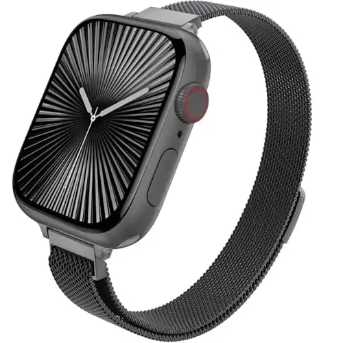 MARGE PLUS Slim Milanese Loop Apple Watch Band ayollar uchun 41mm 40mm 38mm 42mm 46mm 45mm 44mm, zanglamaydigan po'latdan yasalgan magnit to'rli tasma iWatch Series 11 10 9 8 7 6 5 4 3 & SE 3 2 1 da ishlaydi - 1