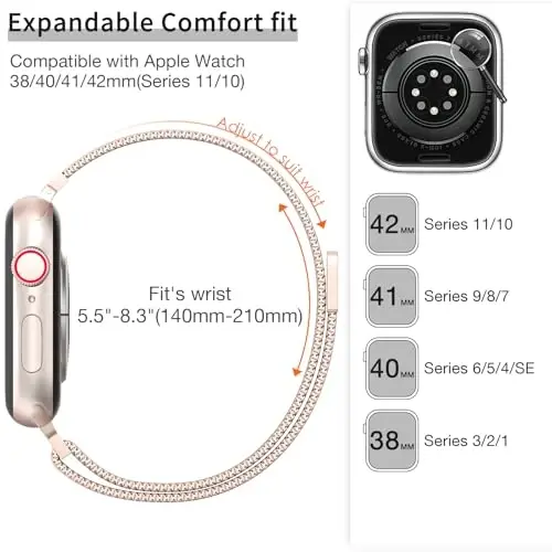 MARGE PLUS Slim Milanese Loop Apple Watch Band ayollar uchun 41mm 41mm 38mm 42mm 46mm 45mm 44mm bilan mos keladi, Zanglamaydigan Po'latdan Yasalgan Magnit To'r Tasma iWatch Series 11 10 9 8 7 6 5 4 3 & SE 3 2 1 da ishlaydi - 2