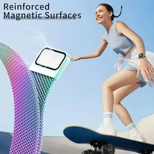 MARGE PLUS Slim Milanese Loop Apple Watch Band bilan mos keladi, ayollar uchun 41mm 40mm 38mm 42mm 46mm 45mm 44mm, zanglamaydigan po'latdan yasalgan magnitli to'r iWatch Bands Series 11 10 9 8 7 6 5 4 3 & SE 3 2 1 da ishlaydi - 4