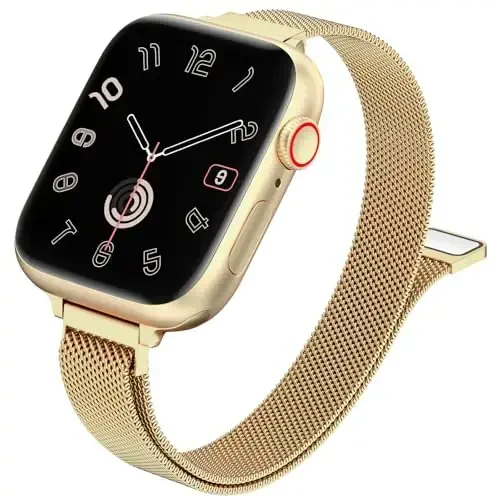 MARGE PLUS Slim Milanese Loop Apple Watch uchun ayollar bilaguzuk 41mm 40mm 38mm 42mm 46mm 45mm 44mm, zanglamaydigan po'latdan yasalgan magnit to'r tasma iWatch Series 11 10 9 8 7 6 5 4 3 & SE 3 2 1 da ishlaydi - 1