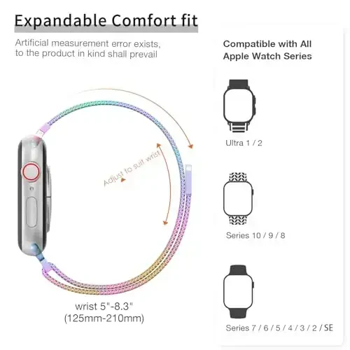 MARGE PLUS Slim Milanese Loop Apple Watch uchun bilaguzuk ayollar uchun 41mm 40mm 38mm 42mm 46mm 45mm 44mm, zanglamaydigan po'latdan yasalgan magnit to'r iWatch Series 10 9 8 7 6 5 4 3 & 3 2 1 da ishlaydi - 5