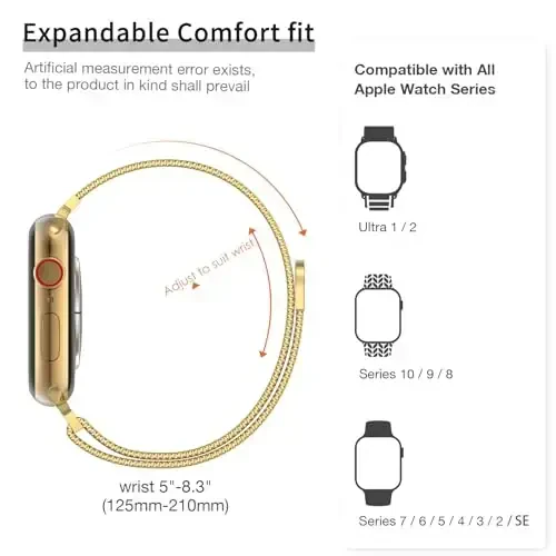 MARGE PLUS Slim Milanese Loop Compatible with Apple Watch Band for women 40mm 41mm 38mm 42mm 44mm 45mm 49mm 42mm 46mm, Stainless Steel Magnetic Mesh Strap work on iWatch Bands Series 10 9 8 7 6 5 4 3 2 1 Ultra SE - 6