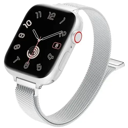 MARGE PLUS Slim Milanese Loop Compatible with Apple Watch Band for women 41mm 40mm 38mm 42mm 46mm 45mm 44mm, Stainless Steel Magnetic Mesh Strap work on iWatch Series 11 10 9 8 7 6 5 4 3 & SE 3 2 1 - MODAZONE